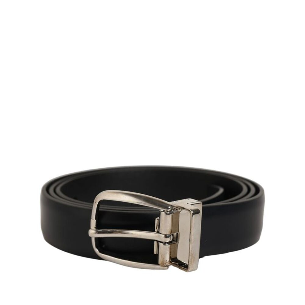 Dolce & Gabbana Blue Calf Leather Silver Metal Buckle Men's Belt